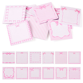 12Pcs 12 Styles Pad Sticky Notes, Sticker Tabs, for Office School Reading, Square with Bowknot