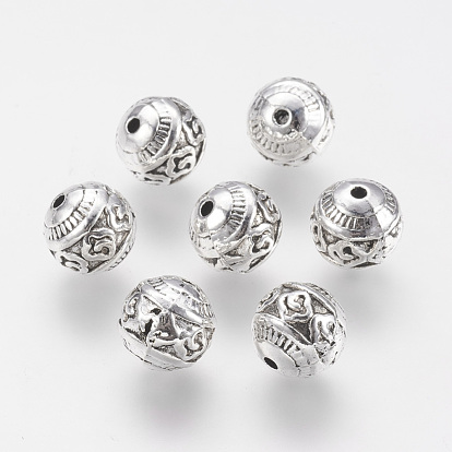 Tibetan Style Alloy Beads, Round with Clover