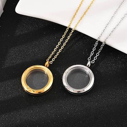 304 нержавеющая сталь, видимый плоский круглый медальон, подвеска, урна для праха домашних животных, ожерелья