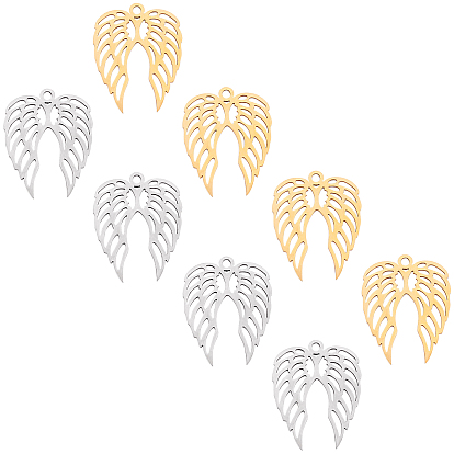201 Stainless Steel Pendants, Filigree Joiners Findings, Laser Cut, Wing