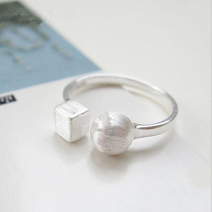 Латунные манжеты открытые кольца для женщин, куб и круглый