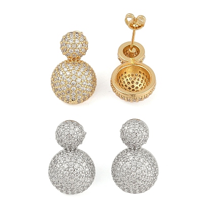 Плоские круглые прозрачные кубические циркониевые серьги-гвоздики, серьги из латуни для женщин, без кадмия и без свинца, долговечный