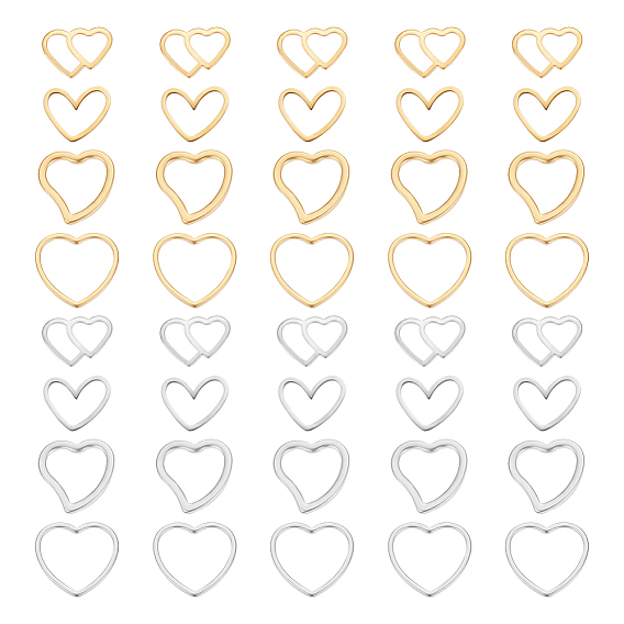 40шт 8 стиль нержавеющая сталь соединительные кольца, сердце