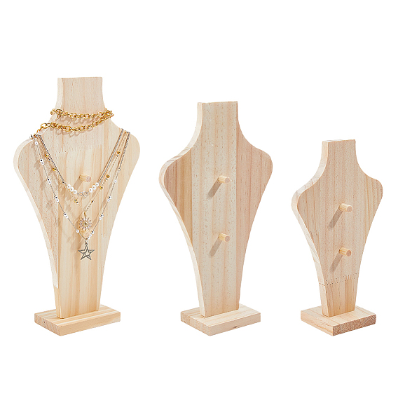 3 сумки 3 стили подвески из дерева в форме бюста подставки для украшений, ожерелья держатель для органайзера ювелирных изделий