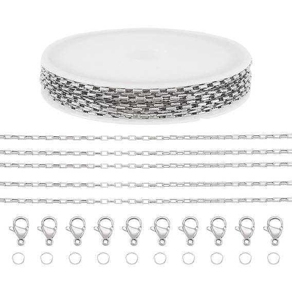 DIY Armbänder machen Kits, einschließlich leerer Kunststoffspulen, 304 Edelstahl-Boxketten, offene Biegeringe und Karabinerverschlüsse