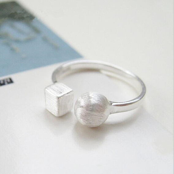 Латунные манжеты открытые кольца для женщин, куб и круглый