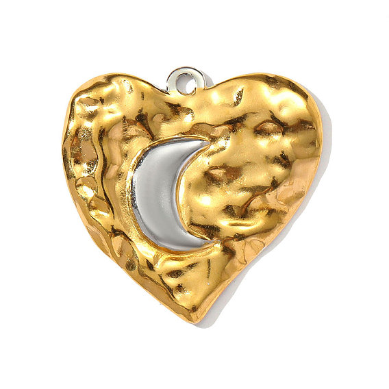 304 подвески из нержавеющей стали, сердце с лунными подвесками, ионное покрытие (ip)