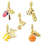 5 шт. 5 стили спортивные подвески с эмалью из латуни в виде мяча в европейском стиле, Подвески с большими отверстиями, без кадмия и без свинца, долговечный, разнообразные, стойки покрытие