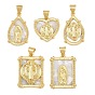 Brass Shell Pendants, Virgin Mary & Saint Benedict Religious Charms, Real 16K Gold Plated
