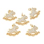 SHEGRACE Brass Micro Pave Cubic Zirconia Pendants, Horse Charms, Cadmium Free & Nickel Free & Lead Free, Clear