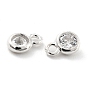 925 Sterling Silver Micro Pave Clear Cubic Zirconia Charms, Chain Extender, Flat Round