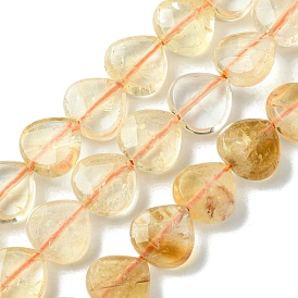 Natural Yellow Quartz Beads Strands, Faceted Teardrop