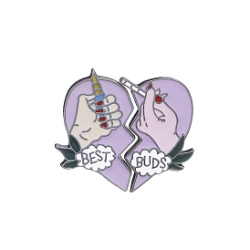 Valentine's Day Theme Alloy Brooches, Enamel Lapel Pin, for Backpack Clothes, Heart with Word Best Buds