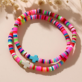 Bohemian Style Handmade Polymer Clay Heishi Beads Stretch Bracelets