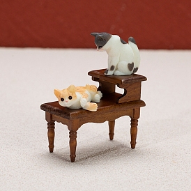 Wood Double-Layer Table Miniature Ornaments, Micro Landscape Home Dollhouse Furniture Accessories, Pretending Prop Decoration