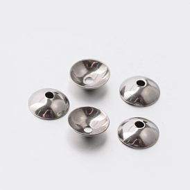 Apetalous 201 Stainless Steel Bead Caps, 6x2mm, Hole: 0.8mm