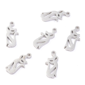 304 Stainless Steel Charms, Laser Cut, Cat Shape