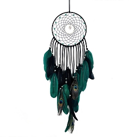 Iron Pendant Decoration, Woven Net/Web with Feather for Home Hanging Decorations