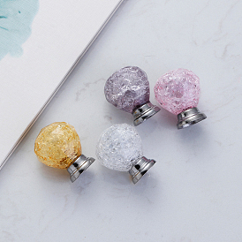 Acrylic & Alloy Cabinet Door Knobs, Crackle Glass Style Kitchen Drawer Pulls Cabinet Handles, Round
