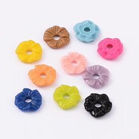 Opaque Resin Beads, Mother's Day Gift Beads, Flower, 16x4mm, Hole: 4mm
