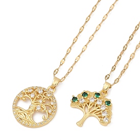 Латунные подвески из кубического циркония с подвеской «дерево жизни», 201 ожерелья из нержавеющей стали с цепочкой для женщин, золотые