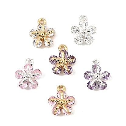 Латунные микро проложить кубического циркония прелести, цветок, настоящее 18k позолоченное/925 посеребренное
