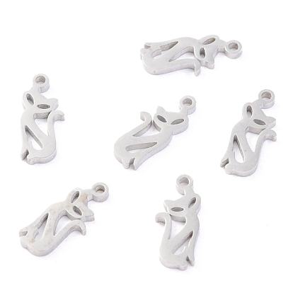 304 Stainless Steel Charms, Laser Cut, Cat Shape