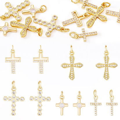 10 шт. 5 кулоны из латуни с микропаве и кубическим цирконием, крест прелести, с целью перехода в кольце