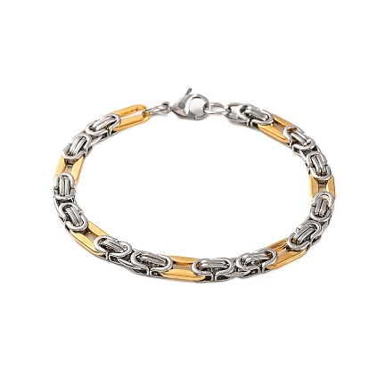 201 Stainless Steel Byzantine Chain Bracelets, with 304 Stainless Steel Clasps