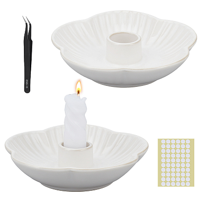 Фарфоровые подсвечники, с фитилем из смолы, двусторонним скотчем и 201 пинцетом из нержавеющей стали с заостренными концами, плоско-круглые