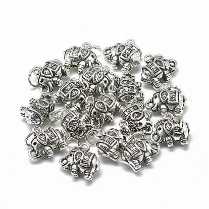 Thai 925 Sterling Silver Charms, Carved 925, with Jump Ring, Elephant