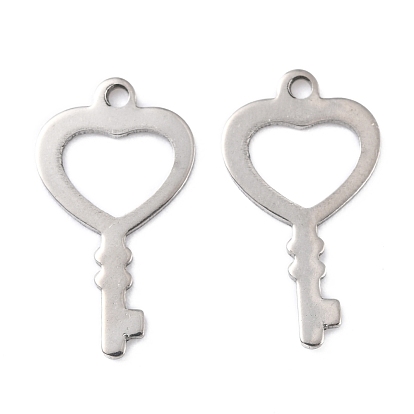 201 Stainless Steel Pendants, Heart Key