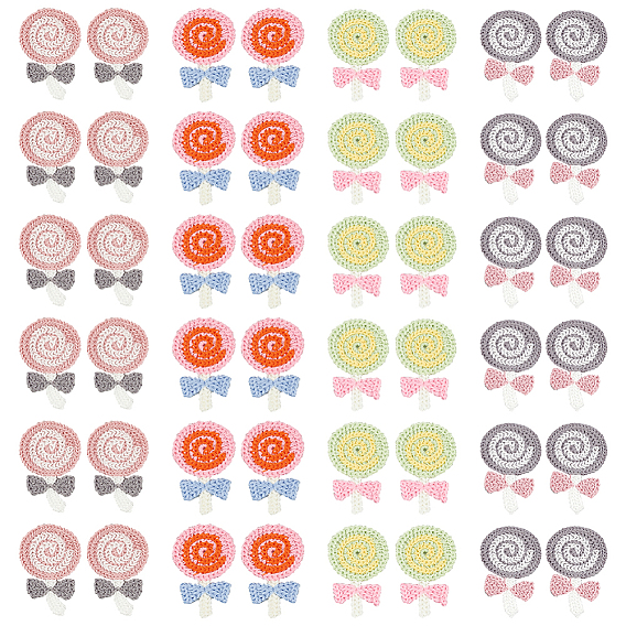 48шт 4 цвета полиэстер вышивка пришить аппликации, швейное украшение для платья, леденец