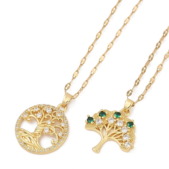 Латунные подвески из кубического циркония с подвеской «дерево жизни», 201 ожерелья из нержавеющей стали с цепочкой для женщин, золотые