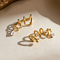 304 Stainless Steel Pave Cubic Zirconia Cuff Earrings, Teardrop