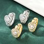 Серьги-кольца из латуни с прозрачным кубическим цирконием, сердце