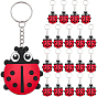 20Pcs PVC Soft Plastic Keychains, Ladybug, with Iron, Platinum