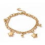 Ion Plating(IP) 304 Stainless Steel Double Layered Chains Multi-strand Bracelet with Star Charms for Women