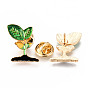 Alloy Enamel Brooches, Enamel Pin, with Brass Butterfly Clutches, Sprout, Light Gold, Cadmium Free & Nickel Free & Lead Free