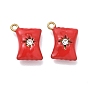 304 Stainless Steel Enamel Pendants, Rectangle with Star Charms, with Rhinestone, Ion Plating(IP)