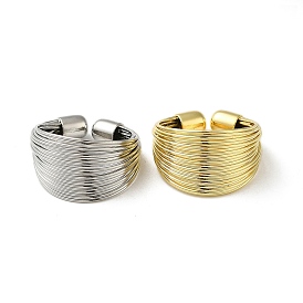 Brass Multi Wire Wrap Open Cuff Ring