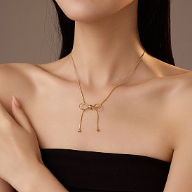 304 ожерелья из нержавеющей стали с подвеской-бантом в виде змеиной цепи для женщин