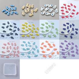 60 pièces 12 styles perles en porcelaine émaillée, perles de céramique brillantes, poisson