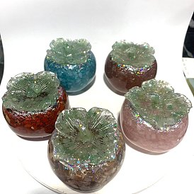 Resin Persimmon Display Decoration, with Natural Gemstone Chips inside Statues for Home Office Decorations