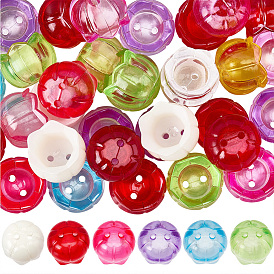 40Pcs Transparent Acrylic Bead Caps, Flower, 2-Hole