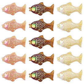 20 шт. непрозрачные акриловые бусины с покрытием, золотой металл обвитыми, рыба