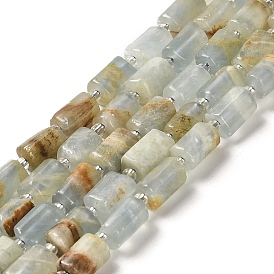 Natural Blue Calcite Beads Strands, with Seed Beads, Faceted, Column