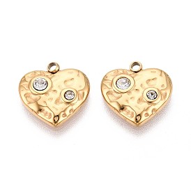 304 подвески в форме сердца из нержавеющей стали с кристаллами и стразами, ионное покрытие (ip)