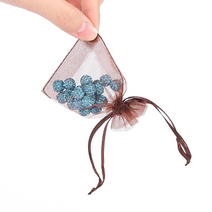 Rectangle Organza Gift Bags, Jewelry Packing Drawable Pouches, with Vacuum Packing, 9x7cm