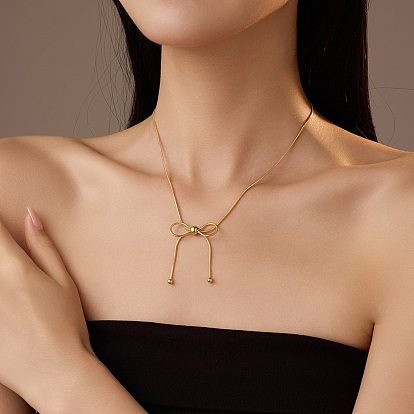 304 ожерелья из нержавеющей стали с подвеской-бантом в виде змеиной цепи для женщин